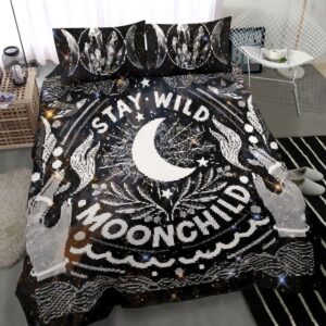 Moon Stay Wild Moon Child Wicca Bed Sheets Spread Duvet Cover Bedding Set