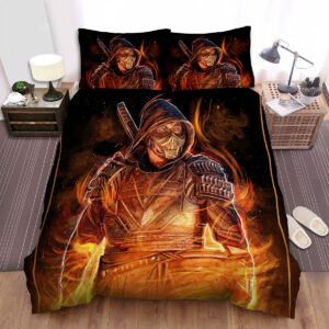 Mortal Kombat 2021 Movie Scorpion Fire Power Bed Sheets Spread Duvet Cover Bedding Set
