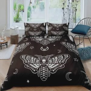 Moth Gothic Skull Bed Sheets Spread Duvet Cover Bedding Set