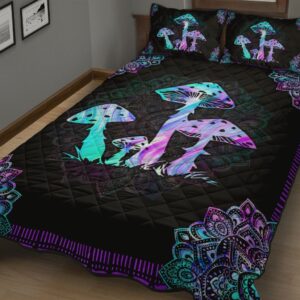 Mushroom Neon Mandala Quilt Bedding Set