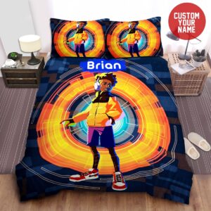 Music Black Boy Afro Boy Custom Name Duvet Cover Bedding Set