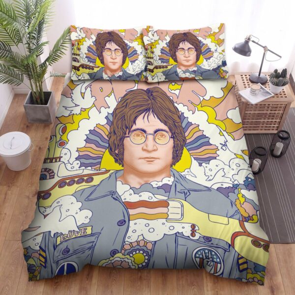 Music John Lennon Hippie John Lennon Bed Sheets Spread Duvet Cover Bedding Set