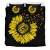 Music Notes Sunflower Black Bedding Set Bed Sheets Spread Duvet Cover Bedding Set