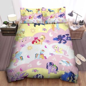 My Little Pony Cute Ponies All Over Pattern Bed Sheets Spread Duvet Cover Bedding Set
