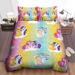 My Little Pony Cute Ponies On Cloud Pattern Bed Sheets Spread Duvet Cover Bedding Set