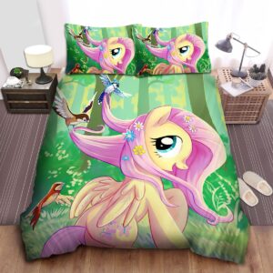 My Little Pony Fluttershy Playing With Birds Bed Sheets Spread Duvet Cover Bedding Set