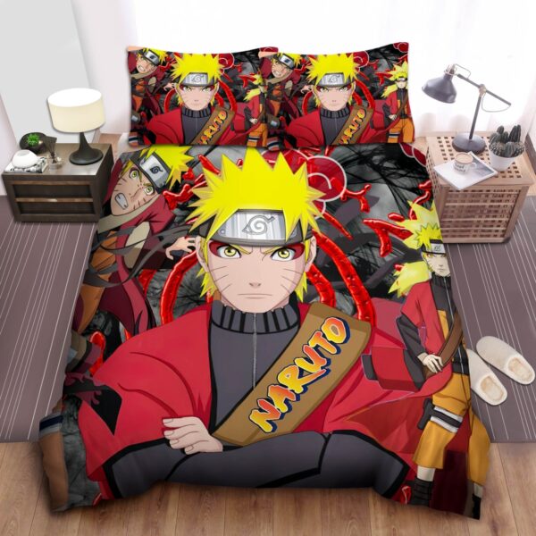 Naruto Clone Jutsu In Sage Mode Artwork Bed Sheet Spread Duvet Cover Bedding Set