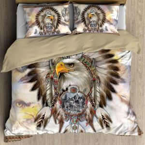 Native American Eagle And Grey Wolfs Dreamcatcher Bedding Duvet Cover Bedding Set
