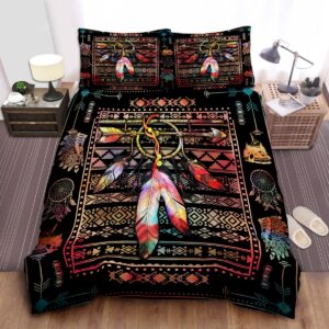 Native American Feather Bed Sheets Spread Duvet Cover Bedding Set