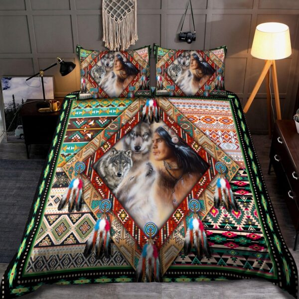 Native American Wolf Bed Sheets Spread Duvet Cover Bedding Sets