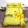 Pokemon Logo And Cute Pikachu Bed Sheets Spread Duvet Cover Bedding Set