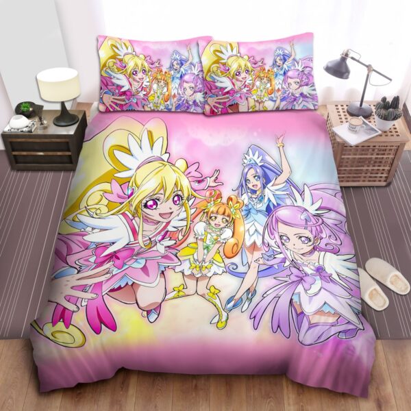 Pretty Cure Glitter Force Doki Doki Precure Art Bed Sheets Spread Duvet Cover Bedding Set