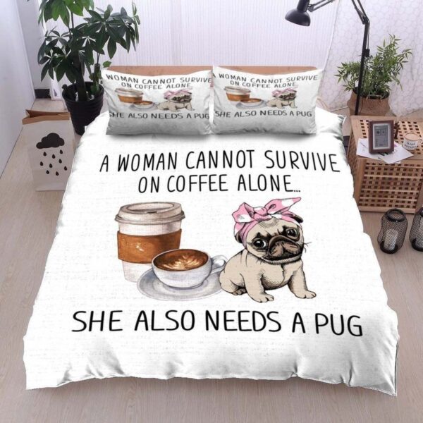 Pug Coffee Bed Sheets Spread Duvet Cover Bedding Set