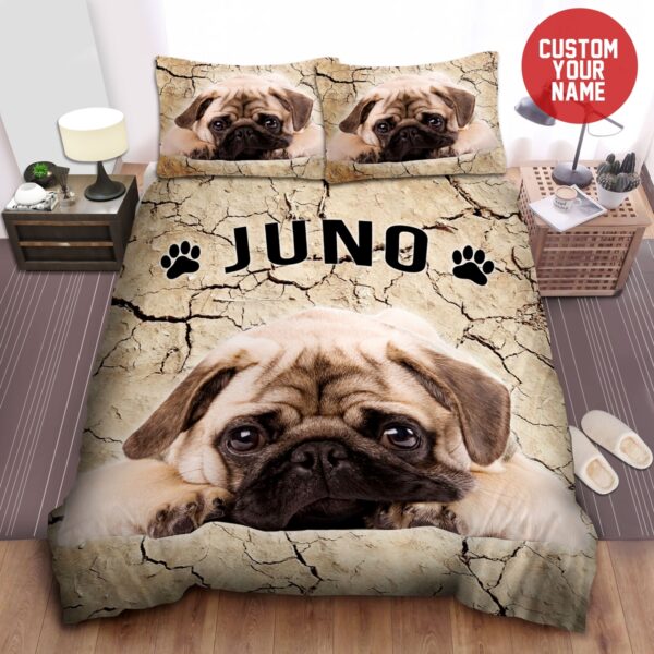 Pug Duvet Pillow Covers Personalized Bedding Set With Your Name