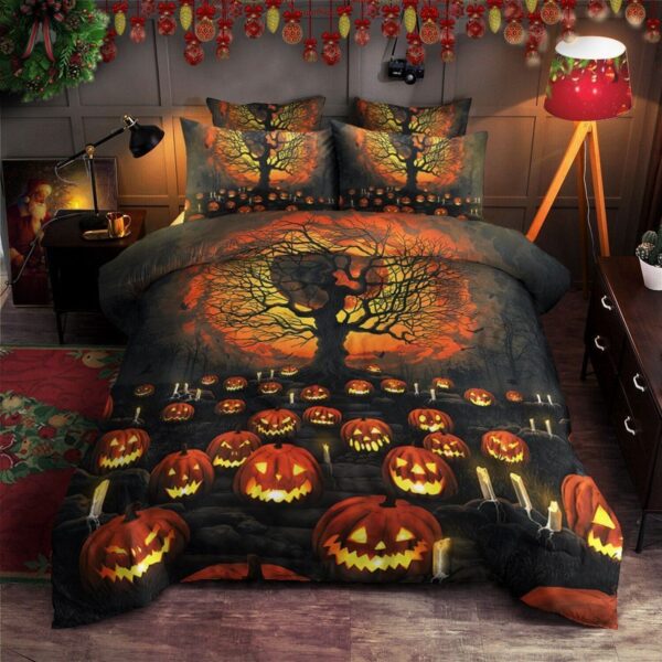 Pumpkin Halloween Bed Sheets Spread Duvet Cover Bedding Set Perfect Gifts For Pumpkin Lover Gifts For Birthday Christmas Thanksgiving Halloween