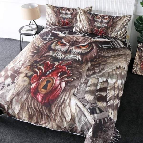 Queen Flying Owl Bed Sheets Spread Duvet Cover Bedding Set