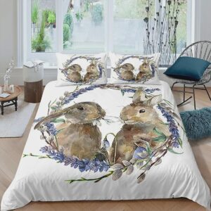 Rabbit Couple Bed Sheet Duvet Cover Bedding Set