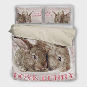 Rabbit Love Bunny Bed Sheets Spread Duvet Cover Bedding Set