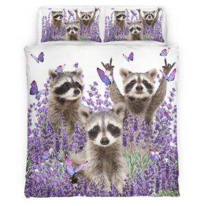 Raccoon And Lavender Bed Sheets Spread Comforter Duvet Cover Bedding Set