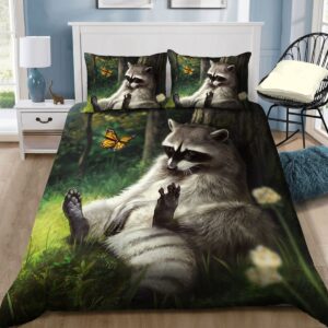 Raccoon Sitting Under A Tree Bed Sheets Spread Duvet Cover Bedding Set Perfect Gifts For Raccoon Lover Gifts For Birthday Christmas Thanksgiving
