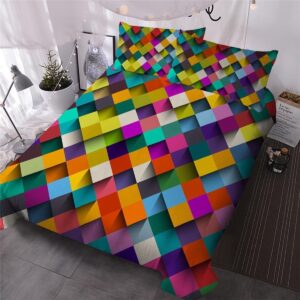 Rainbow Blocks Art Bed Sheets Spread Duvet Cover Bedding Set