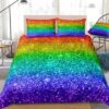 Rainbow Glitter Bed Sheets Spread Duvet Cover Bedding Set