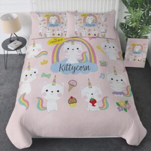 Rainbow Kittycorn So Meowgical Bed Sheets Spread Comforter Duvet Cover Bedding Set