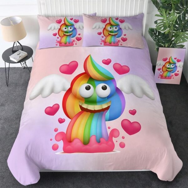 Rainbow Poop Bed Sheets Spread Duvet Cover Bedding Set