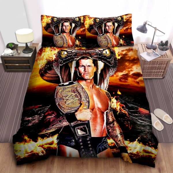 Randy Orton Fire Snake Digital Art Bed Sheet Spread Duvet Cover Bedding Set