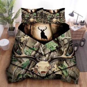 Real Tree Camo Deer Hunting Bed Sheets Spread Duvet Cover Bedding Set