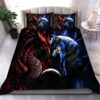 Red And Blue Dragon And Wolf Bed Sheets Spread Duvet Cover Bedding Set