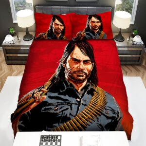 Red Dead Redemption Character Wwith The Bullets Bed Sheets Spread Comforter Duvet Cover Bedding Set