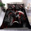 Red Dragon And Wolf Bedding Set Duvet Cover Pillowcases