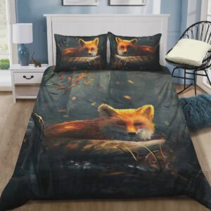 Red Fox In Forest Bedding Set Duvet Cover Pillow Cases