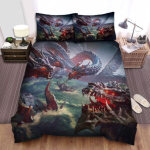 Red Hydra Attacking A Ship Artwork Bed Sheets Spread Duvet Cover Bedding Set