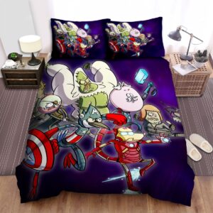 Regular Show Characters In Avengers Costume Bed Sheets Spread Duvet Cover Bedding Set