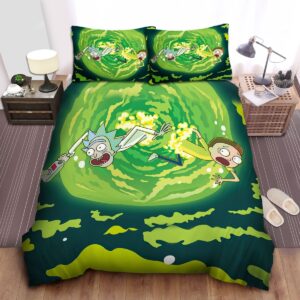 Rick And Morty And The Portal Gun Bed Sheets Spread Duvet Cover Bedding Set