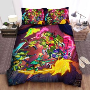 Rise Of Teenage Mutant Ninja Turtles Team Fight Bed Sheets Spread Duvet Cover Bedding Set