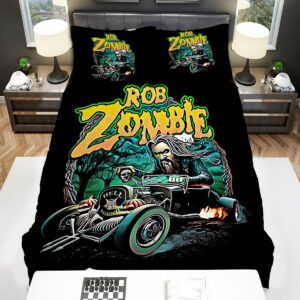 Rob Zombie Driving Hell Hound Car Art Bed Sheets Spread Duvet Cover Bedding Set
