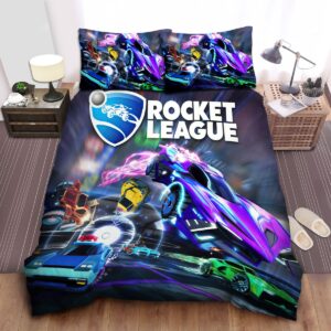 Rocket League Cars Chasing In Different Dimension Art Bed Sheets Spread Duvet Cover Bedding Set