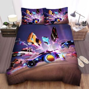 Rocket League Synthwave Octane Digital Art Bed Sheets Spread Duvet Cover Bedding Set