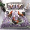 Rooster And Lavender Flower Bedding Set Bed Sheet Spread Duvet Cover Bedding Set