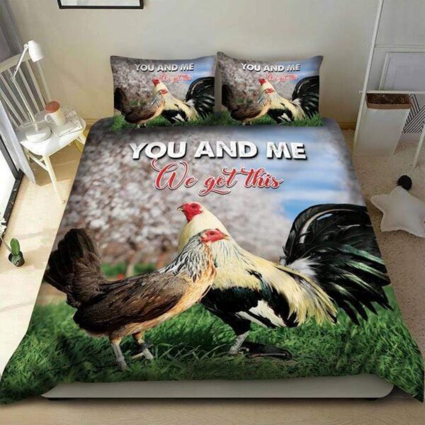 Rooster Chicken You And Me We Got This Bedding Set Bed Sheet Spread Comforter Duvet Cover Bedding Set