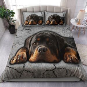 Rottweiler Laying Down Bed Sheets Spread Duvet Cover Bedding Set