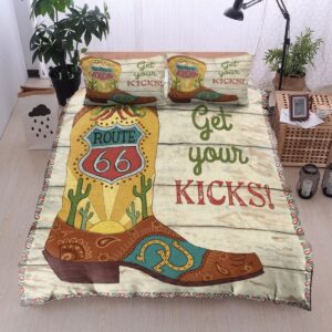 Route 66 Shoes Get Your Kicks Bed Sheets Spread Duvet Cover Bedding Set