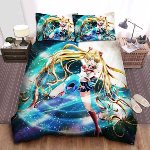 Sailor Moon Usagi Tsukino Using Moon Stick Bed Sheets Spread Duvet Cover Bedding Set
