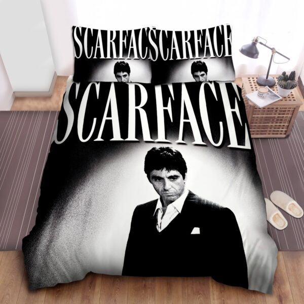 Scarface Tony Montana In Vintage Black White Photo Bed Sheets Spread Duvet Cover Bedding Set