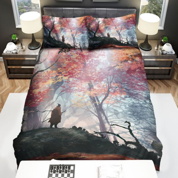 Sekiro Shadows Die Twice Wolf In Hidden Forest Artwork Bed Sheets Spread Duvet Cover Bedding Set