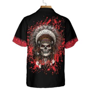 American Chief With Skull Face Custom Hawaiian Shirt Personalized Tribal Native American Shirt 2