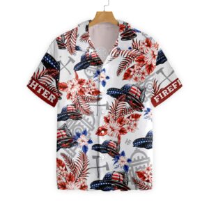 American Flag Firefighter Helmet Seamless Firefighter Hawaiian Shirt Texas Bluebonnet Firefighter Shirt For Men 3